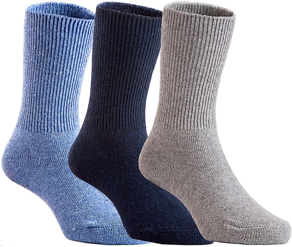 Lian LifeStyle 3 Pairs Pack Children Wool Socks Plain Color Size 1Y-3Y (Blue, Gray, Navy)
