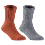 Children's Durable, Stretchable, Thick & Warm Wool Crew Socks. Perfect as Winter Snow Sock and All Seasons FS01, 2 Pair, Size 4Y-6Y, Coffee, Grey