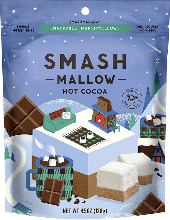 Hot Cocoa by SMASHMALLOW | Snackable Marshmallows | Non-GMO | Organic Cane Sugar | 100 calories | (4.5 oz)