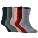 Children's Durable, Stretchable, Thick & Warm Wool Crew Socks. Perfect as Winter Snow Sock and All Seasons FS01, 5 Pair, Size 4Y-6Y, Black, DarkGrey, Biege, Wine, Grey