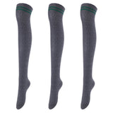 Lovely Annie Women's 3 Pairs Incredible Durable Super Soft Unique Over Knee High Thigh High Cotton Socks Size 6-9 A1023(DarkGrey)