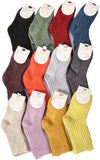 Lian LifeStyle Children's 5 Pairs Pack Wool Blend Crew Socks Solid 4 Sizes