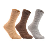 Lian LifeStyle Gorgeous Big Girls Women's 3 Pair Wool Crew Socks Size 6-9 FS03, Color (Beige,Brown,LightGrey)