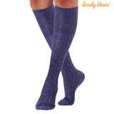 Lovely Annie Women's Girl's 2 Pairs Stylish Knee High Wool Socks. Lightweight, Cozy, Thick, Warm, Breathable & Absorbent Size 2.5-7 HR1412 (Purple)