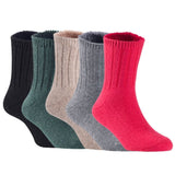 Children's Durable, Stretchable, Thick & Warm Wool Crew Socks. Perfect as Winter Snow Sock and All Seasons FS01, 5 Pair, Size 4Y-6Y, Black, DarkGrey, Biege, Grey, Red