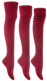 Lian LifeStyle Women's 3 Pairs Adorable Thigh High Cotton Socks Size 6-9 LLS1025