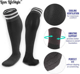 Lian LifeStyle Girls' 1 Pair Knee Length Sports Socks for Baseball/Soccer/Lacrosse XL003 XXS(Black)
