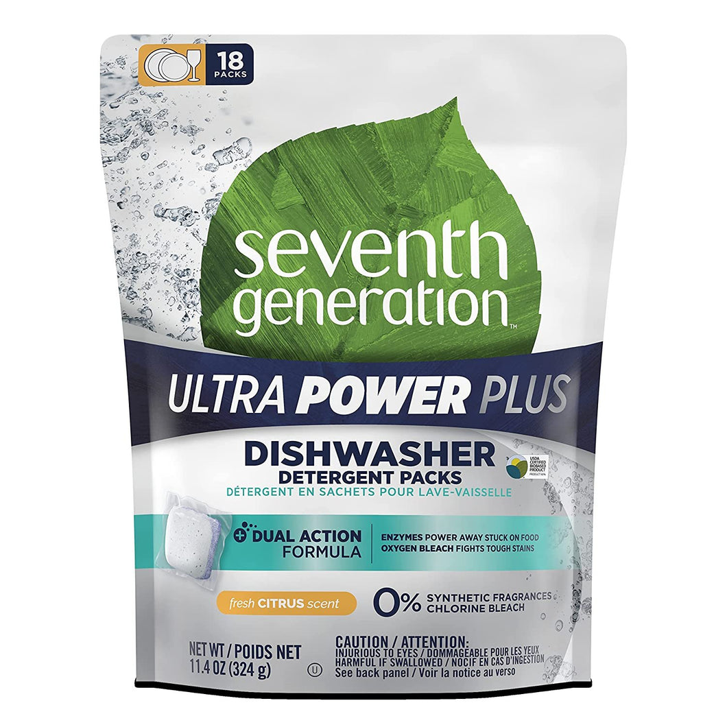 Dish Washer, Detergent Packs, Fresh Citrus Scent, Dual Action Formula, Non Toxic, Without Dyes, Parabens, Phosphates, Phthalates, Pack of 5, 18 Count per Pack, 11.4 FL OZ Per Pack,