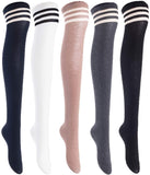 Lian LifeStyle Women's 5 Pairs Knee High Thigh High Cotton Socks Size 6-9 L1023