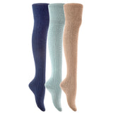 Lian LifeStyle Women's 3 Pairs Adorable Thigh High Cotton Socks J1025 Size 6-9
