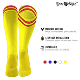 Lian LifeStyle Exceptional Adult's 2 Pairs Knee High Sports Socks for Soccer, Softball, Baseball, Many Other Sports XL002 Size S Yellow