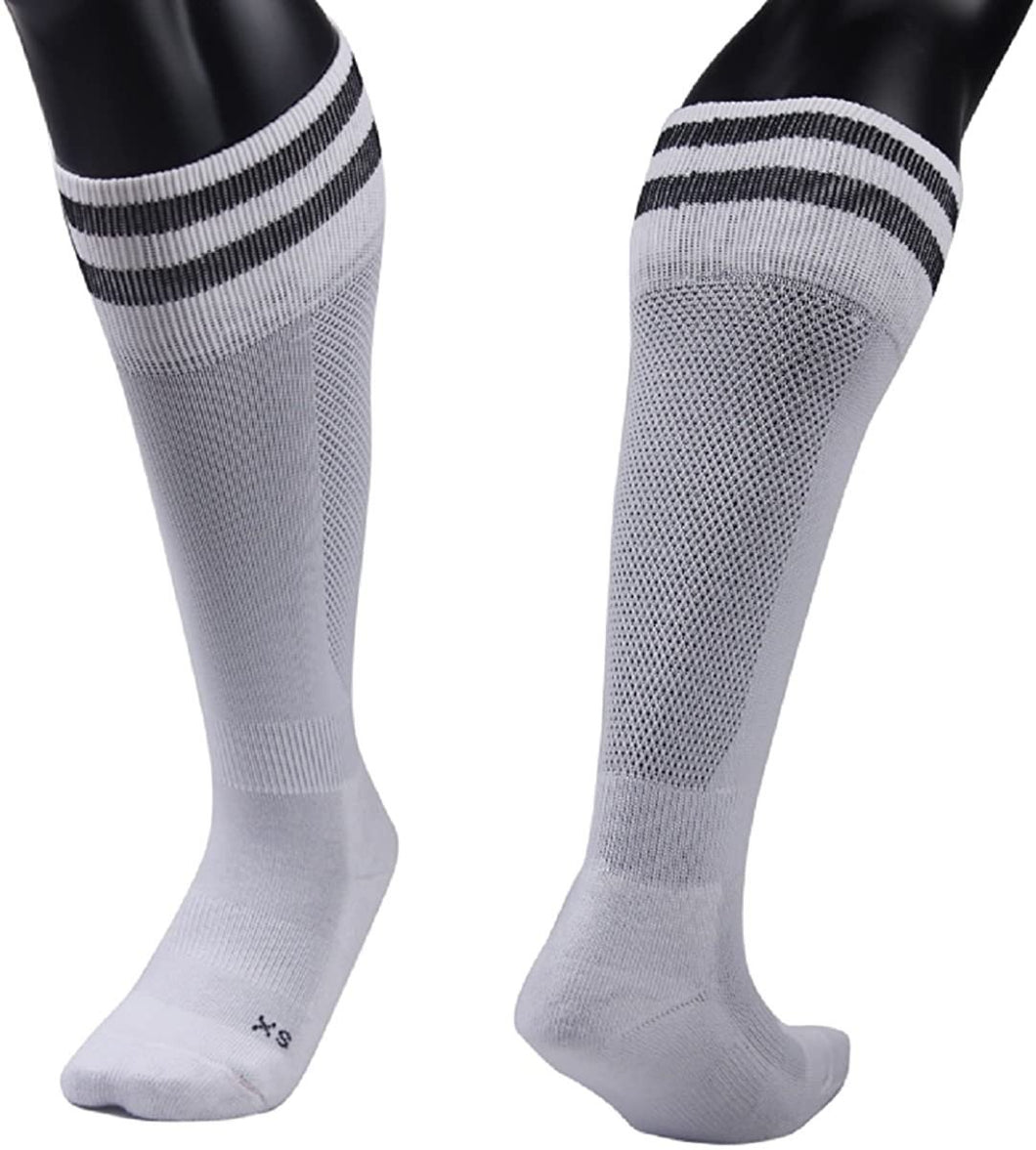 Lian Style Big Boys' 1 Pair Knee Length Sports Socks for Baseball/Soccer/Lacrosse XL003 M(White)
