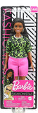Barbie Fashionistas Doll with Long Brunette Braids Wearing Neon Green Animal-Print Top, Pink Shorts, White Sandals & Earrings, Toy for Kids 3 to 8 Years Old