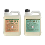 Mrs. Meyers Clean Day Liquid Hand Soap Refill, 1 Pack Basil, 1 Pack Geranium, 33 OZ each