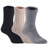 Children's Durable, Stretchable, Thick & Warm Wool Crew Socks. Perfect as Winter Snow Sock and All Seasons FS01, 3 Pair, Size 4Y-6Y, Black, Biege, Grey