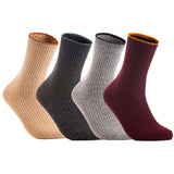 Lian LifeStyle Women's 4 Pairs Cute & Comfortable Wool Crew Socks Size 6-9 HR1612, Color (Beige, DarkGrey, Grey, Wine)