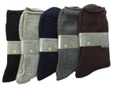Lovely Annie Women's 5 Pairs Gorgeous Wool Crew Socks Soft, Strong, Super Comfortable With Unique Designs Size 8-11 Solid