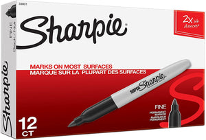 Sharpie Super Permanent Markers, Fine Point, Black, 12 Count