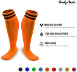 Lovely Annie Unisex Children 2 Pairs Knee High Sports Socks for Baseball/Soccer/Lacrosse 003 S(Orange)