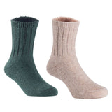 Children's Durable, Stretchable, Thick & Warm Wool Crew Socks. Perfect as Winter Snow Sock and All Seasons FS01, 2 Pair, Size 4Y-6Y, DarkGrey, Biege