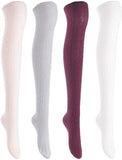 Lian LifeStyle Women's Big Girls' 4 Pairs High Thigh Cotton Socks Size 6-9 L1024