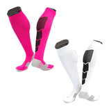 Lian LifeStyle Gorgeous Women's 1 2 Pair Long Athletic Football Soccer Socks Sport Tube Socks M XL0032-(Rose, White)