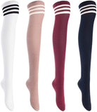 Lian LifeStyle Big Girls' Women's 4 Pairs Thigh High Cotton Socks L1022 Size 6-9