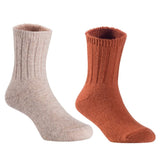 Children's Durable, Stretchable, Thick & Warm Wool Crew Socks. Perfect as Winter Snow Sock and All Seasons FS01, 2 Pair, Size 4Y-6Y, Biege, Coffee
