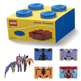 Desk Drawer 4 knobs Stackable Storage Box Blue+ Transformers Micromaster WFC-GS10 1.5-inch Soundwave Spy Patrol (3rd Unit 4-Pack), Pack of 2
