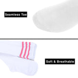 Lovely Annie Women's 1 Pair Incredible Thigh High Cotton Socks, Durable And Super Soft. Unique Over Knee High Ladies Socks Size 4.5-8.5(Pink Strip)