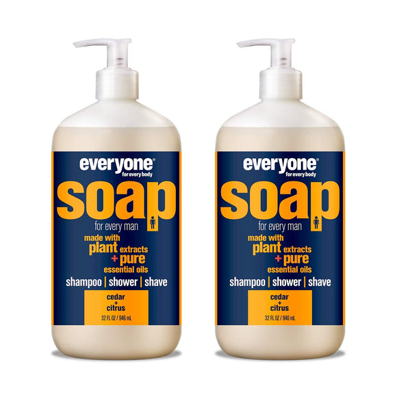 Everyone Men's 3-in-1 Soap: Shampoo, Body Wash, and Shave Gel, Cedar and Citrus, 32 Ounce, 1 Count