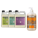 Liquid Hand Soap Refill, 1 Pack Lemon Verbena, 1 Pack Basil, 1 Pack Plum Berry, 33 OZ each include 1, 32 OZ Bottle of Bath & Shower Gel Soap, Citrus/Mint