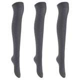 Lian LifeStyle Women's 3 Pairs Knee High Thigh High Cotton Socks Size 6-9 L1024