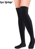 Lian LifeStyle Big Girl Women's Exquisite Thigh High Cotton Socks L1888 Size 6-9