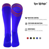Lian LifeStyle Exceptional Adult's 2 Pairs Knee High Sports Socks for Soccer, Softball, Baseball, Many Other Sports XL002 Size XXS Blue