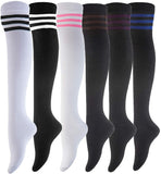 Lovely Annie Women's 6 Pairs Over-the-Knee Thigh High Knee High Cotton Socks Size 6-9