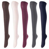 Lovely Annie Women's 5 Pairs Over Knee High Thigh High Cotton Socks A1024 Size 6-9