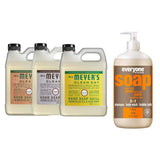 Liquid Hand Soap Refill, 1 Pack Geranium, 1 Pack Lavender, 1 Pack Honey Suckle, 33 OZ each include 1, 32 OZ Bottle of Bath & Shower Gel Soap, Citrus/Mint