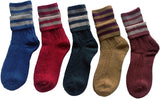 Lian LifeStyle Gorgeous Big Girl's Women's 5 Pairs Wool Crew Socks Size 6-9