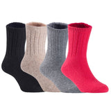 Children's Durable, Stretchable, Thick & Warm Wool Crew Socks. Perfect as Winter Snow Sock and All Seasons FS01, 4 Pair, Size 4Y-6Y, Black, Biege, Grey, Red