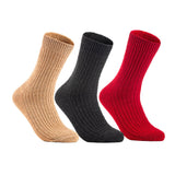Lian LifeStyle Gorgeous Big Girls Women's 3 Pair Wool Crew Socks Size 6-9 FS03, Color (Beige,Black,Red)