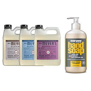 Liquid Hand Soap Refill, 1 Pack Lavender, 1 Pack Rain water, 1 Pack Plum Berry, 33 OZ each include 1, 12.75 OZ Bottle of Hand Soap Meyer Lemon