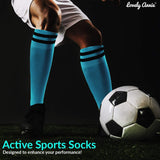 Lovely Annie Women's 2 Pairs Knee High Sports Socks for Baseball/Soccer/Lacrosse 003 M(Light Blue)