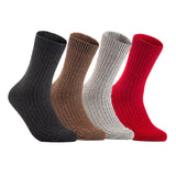 Lian LifeStyle Gorgeous Big Girls Women's 4 Pair Wool Crew Socks Size 6-9 FS03, Color (Black,Brown,LightGrey,Red)