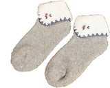 Lian LifeStyle Big Girl's 4 Pairs Thick Angora Wool Crew Wool Socks Casual Floral Size L/XL (Assorted)