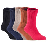 Children's Durable, Stretchable, Thick & Warm Wool Crew Socks. Perfect as Winter Snow Sock and All Seasons FS01, 5 Pair, Size 4Y-6Y, Black, Navy, Biege, Coffee, Red