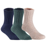 Children's Durable, Stretchable, Thick & Warm Wool Crew Socks. Perfect as Winter Snow Sock and All Seasons FS01, 3 Pair, Size 4Y-6Y, Navy, DarkGrey, Biege