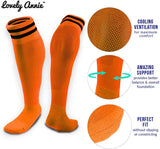 Lovely Annie Unisex Children 2 Pairs Knee High Sports Socks for Baseball/Soccer/Lacrosse 003 S(Orange)