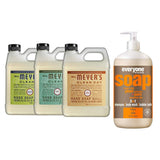 Liquid Hand Soap Refill, 1 Pack Lemon Verbena, 1 Pack Basil, 1 Pack Oat Blossom, 33 OZ each include 1, 32 OZ Bottle of Bath & Shower Gel Soap, Citrus/Mint