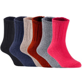 Children's Durable, Stretchable, Thick & Warm Wool Crew Socks. Perfect as Winter Snow Sock and All Seasons FS01, 6 Pair, Size 4Y-6Y, Black, Navy, Biege, Wine, Grey, Red